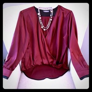 Lisa Rinna NWOT Berry Faux Wrap Blouse